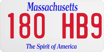 MA license plate 180HB9