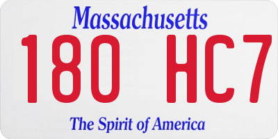 MA license plate 180HC7
