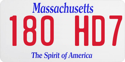 MA license plate 180HD7