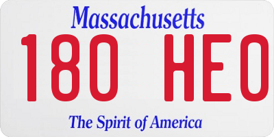 MA license plate 180HE0