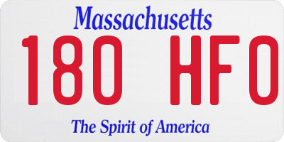 MA license plate 180HF0