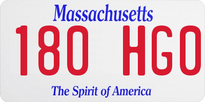 MA license plate 180HG0