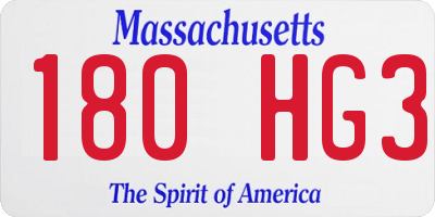 MA license plate 180HG3