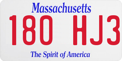 MA license plate 180HJ3