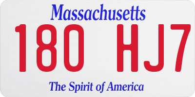 MA license plate 180HJ7
