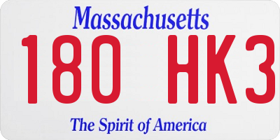 MA license plate 180HK3