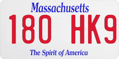 MA license plate 180HK9