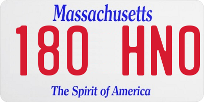 MA license plate 180HN0