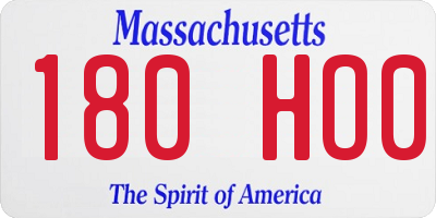 MA license plate 180HO0