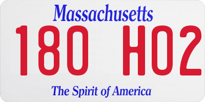 MA license plate 180HO2