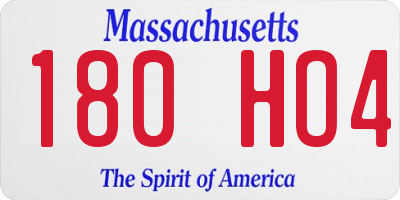 MA license plate 180HO4