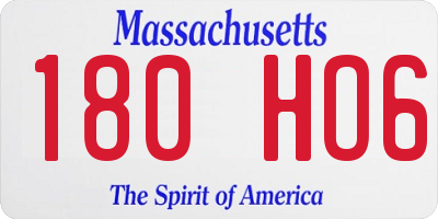 MA license plate 180HO6