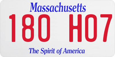 MA license plate 180HO7