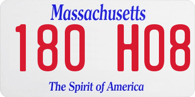 MA license plate 180HO8