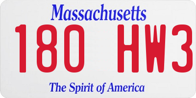 MA license plate 180HW3