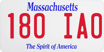 MA license plate 180IA0