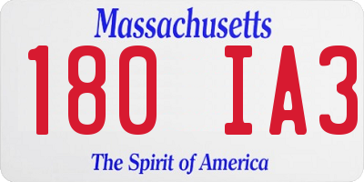 MA license plate 180IA3