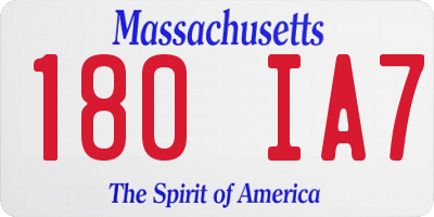 MA license plate 180IA7