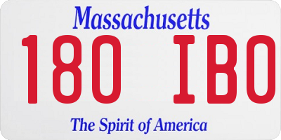 MA license plate 180IB0