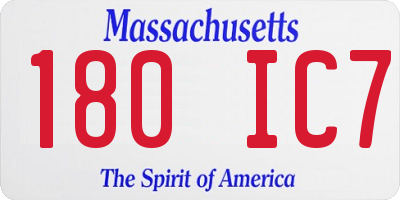 MA license plate 180IC7