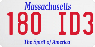 MA license plate 180ID3