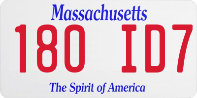 MA license plate 180ID7