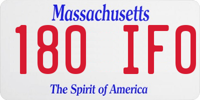 MA license plate 180IF0