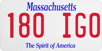 MA license plate 180IG0