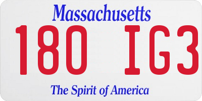MA license plate 180IG3