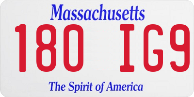 MA license plate 180IG9
