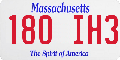 MA license plate 180IH3