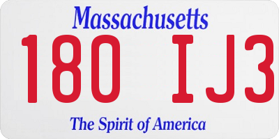 MA license plate 180IJ3