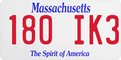 MA license plate 180IK3