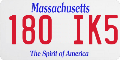 MA license plate 180IK5