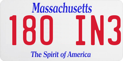 MA license plate 180IN3
