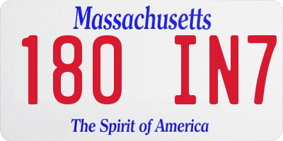 MA license plate 180IN7