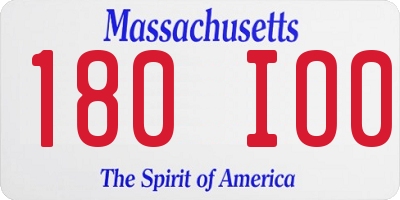MA license plate 180IO0