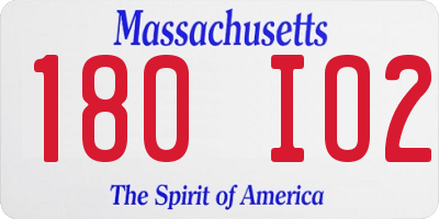MA license plate 180IO2