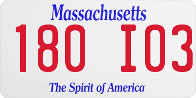 MA license plate 180IO3
