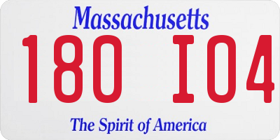 MA license plate 180IO4