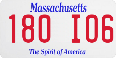 MA license plate 180IO6