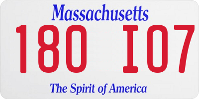 MA license plate 180IO7