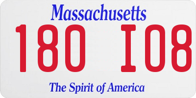MA license plate 180IO8