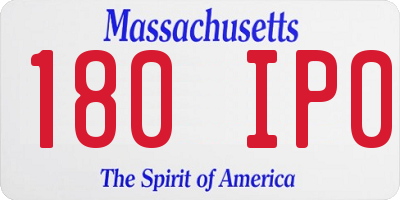MA license plate 180IP0