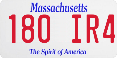MA license plate 180IR4