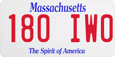 MA license plate 180IW0