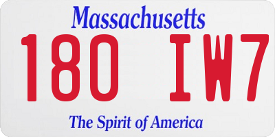 MA license plate 180IW7