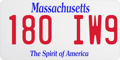 MA license plate 180IW9