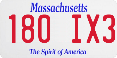 MA license plate 180IX3