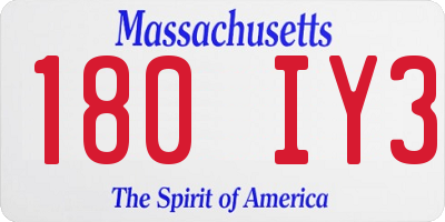 MA license plate 180IY3